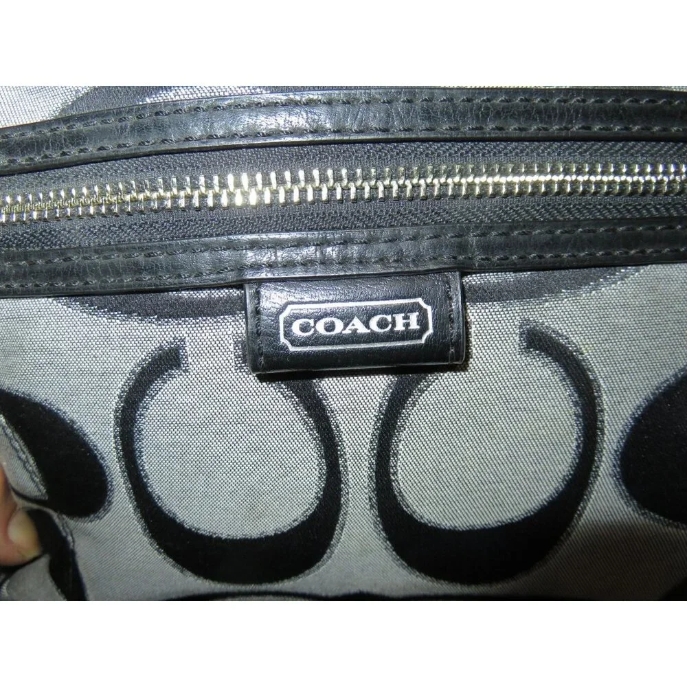COACH 2013 Daisy Mia Signature C canvas & leather Black & Gray Metallic Satchel - Picture 8 of 12